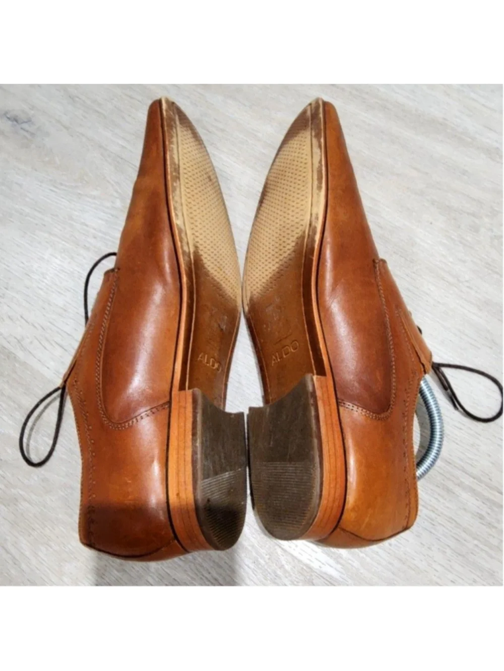 Aldo Shoes Mens 11 Brown Leather Derby Oxford Dress Pointed Toe Lace Up